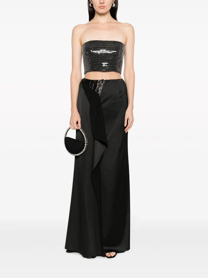 Sequin-Embellished Satin Maxi Skirt