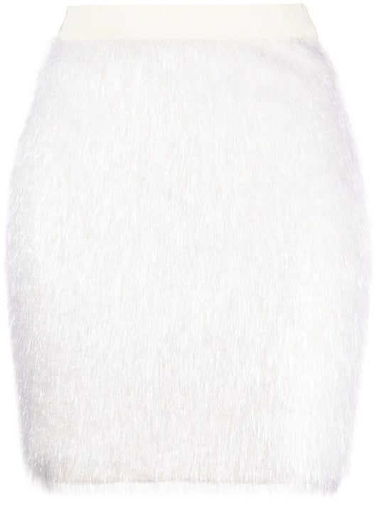 Faux-Fur Wool-Blend Miniskirt