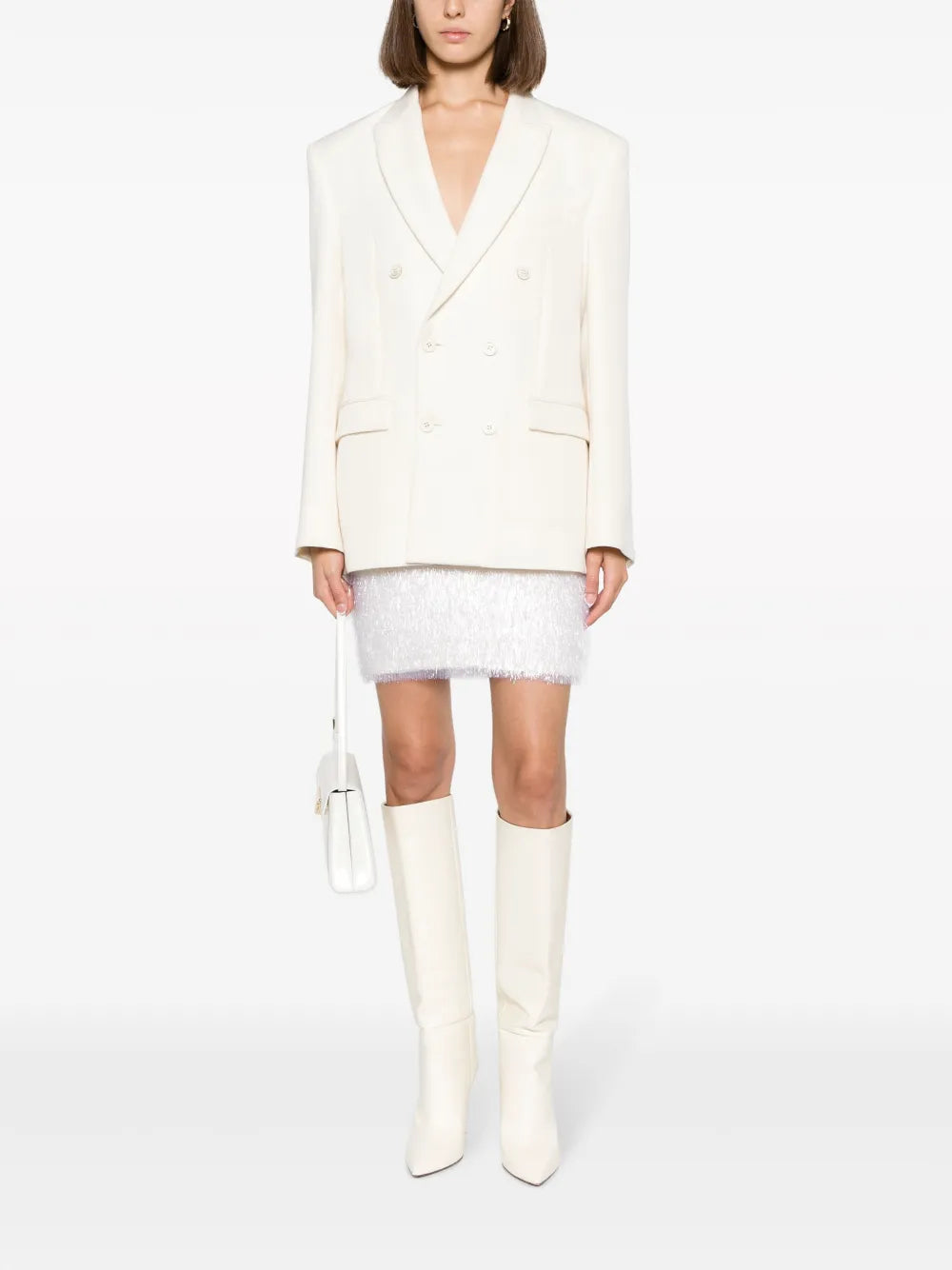 Faux-Fur Wool-Blend Miniskirt