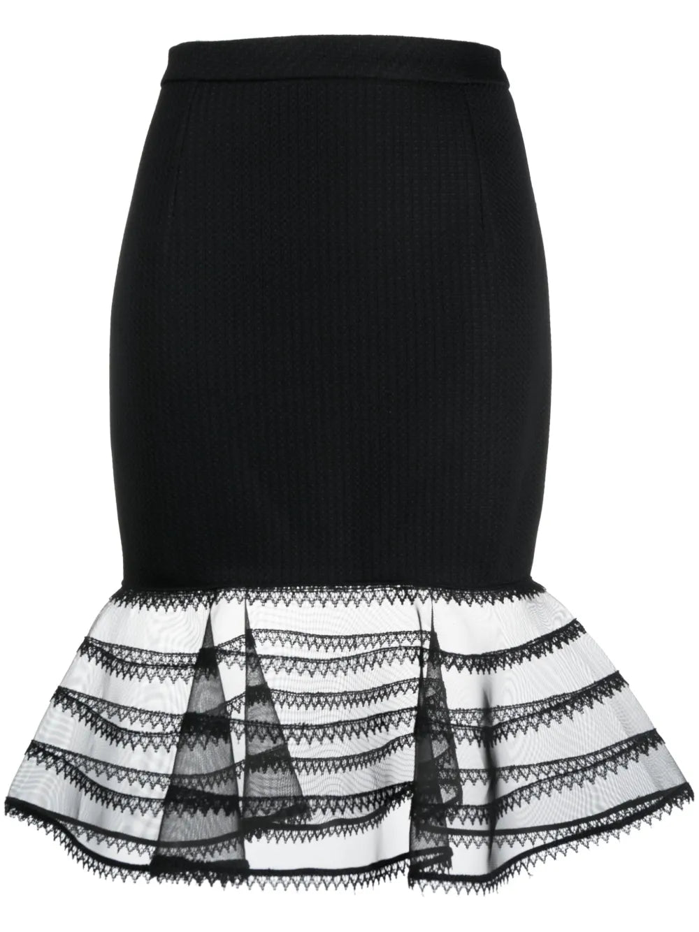 Sheer-Hem Jacquard Miniskirt