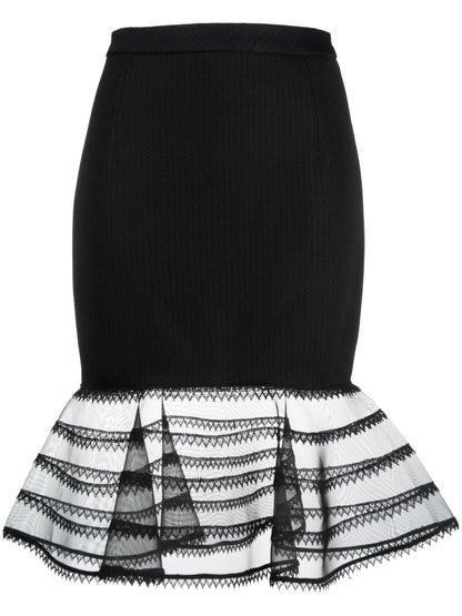 Sheer-Hem Jacquard Miniskirt