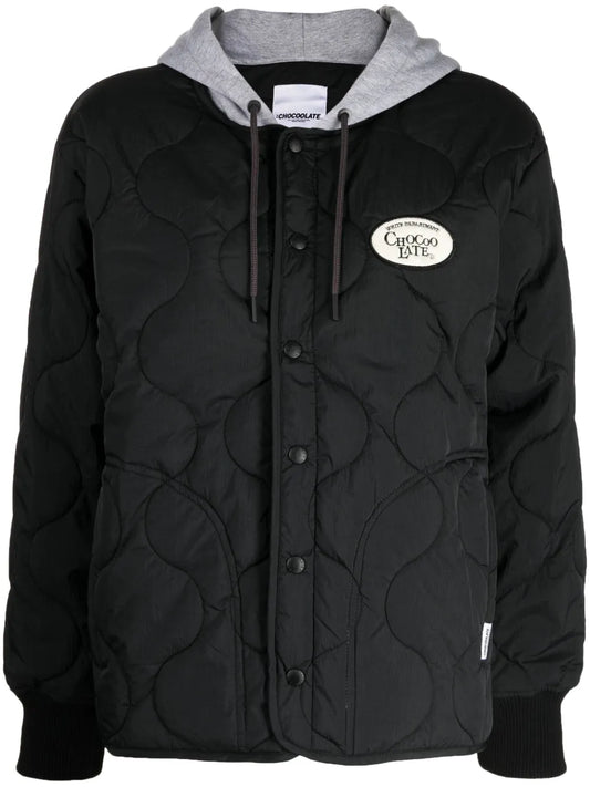 Logo-Patch Quilted Hooded Jacket