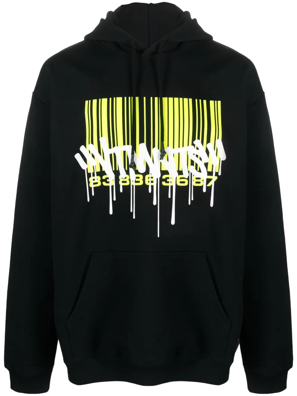 Barcode-Print Long-Sleeve Hoodie