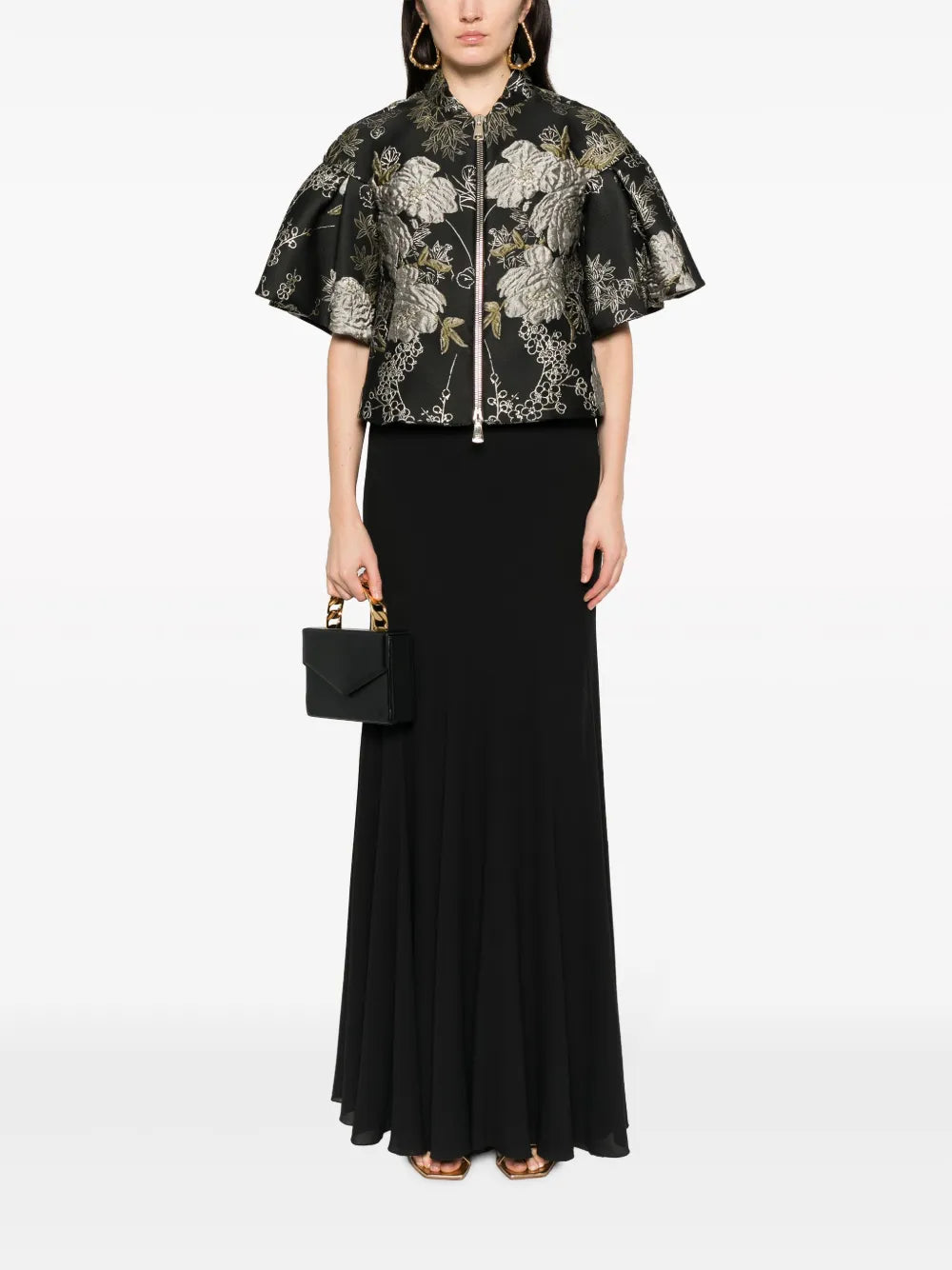 Short-Sleeve Brocade Jacket