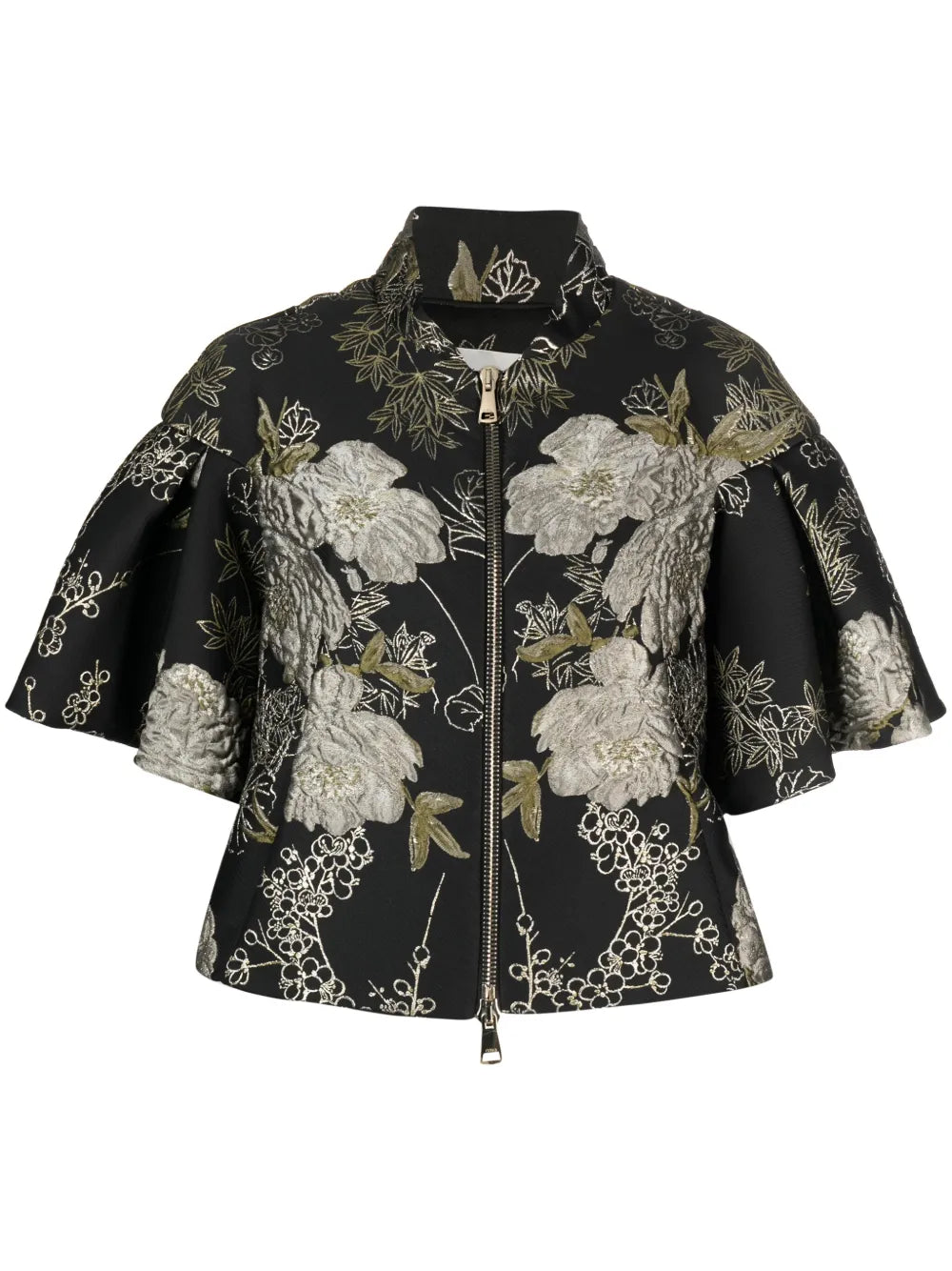 Short-Sleeve Brocade Jacket