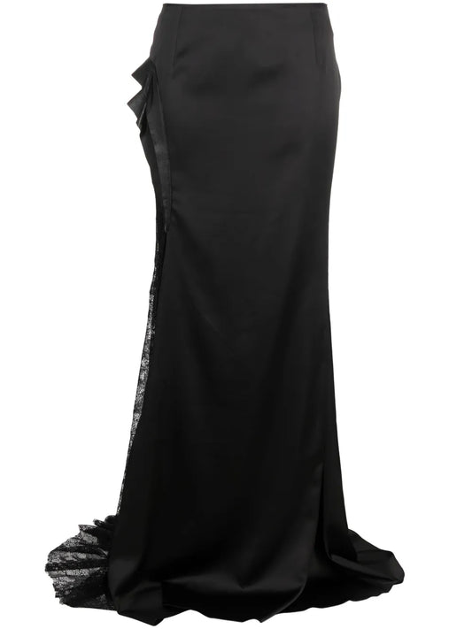 Floral-Detailing Satin Maxi Skirt