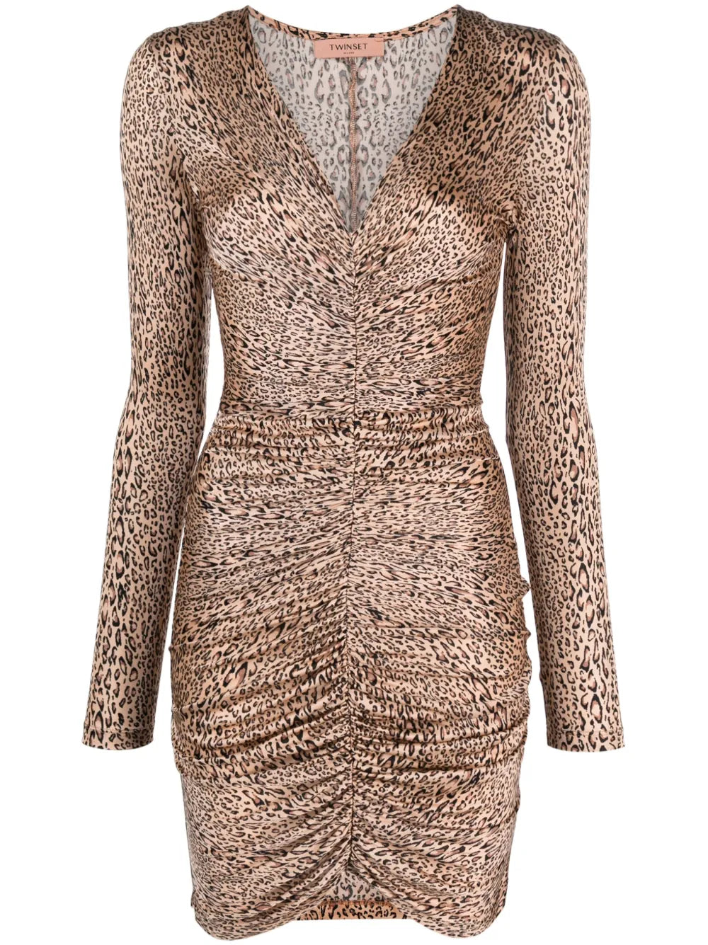 Leopard-Print Ruched Minidress