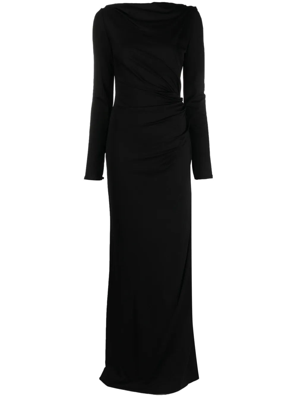 Gathered Long-Sleeve Gown