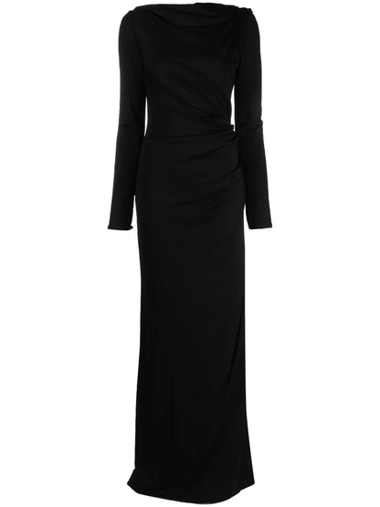 Gathered Long-Sleeve Gown