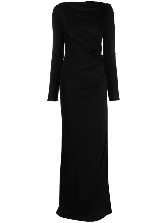 Gathered Long-Sleeve Gown