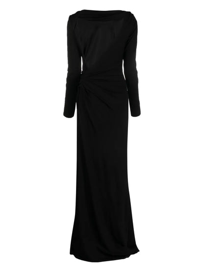 Gathered Long-Sleeve Gown