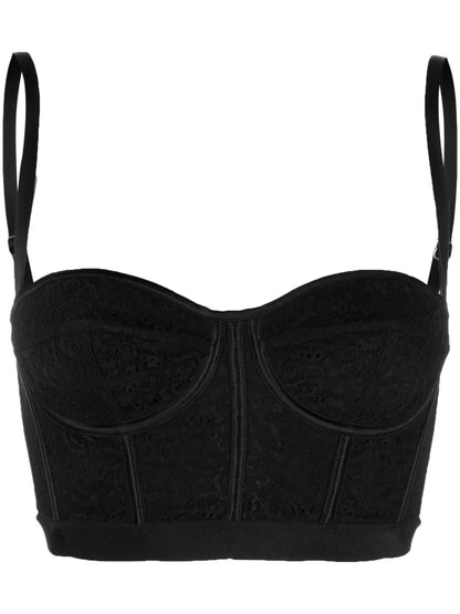 Lace-Detailing Bustier Crop Top
