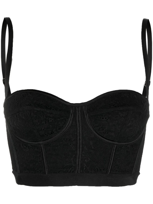 Lace-Detailing Bustier Crop Top