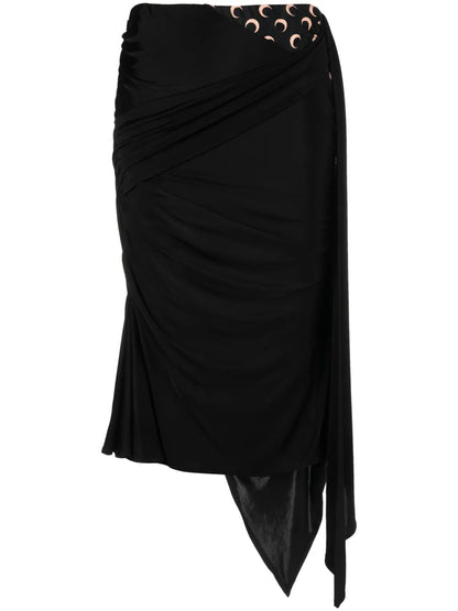 Draped Midi Asymmetric Skirt
