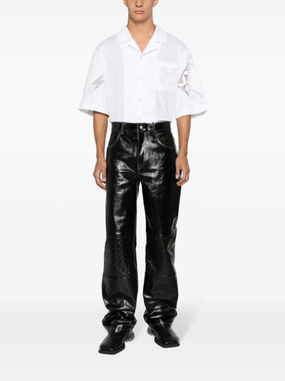 Crescent Moon-Embroidered Cotton Shirt