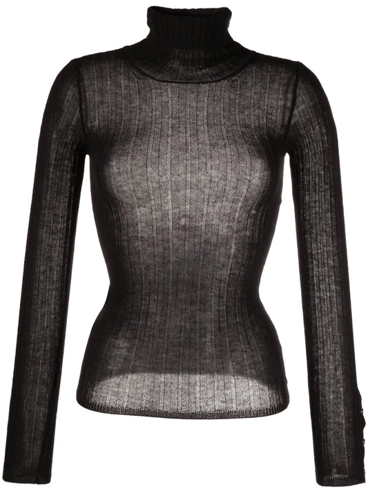 Roll-Neck Cashmere Top