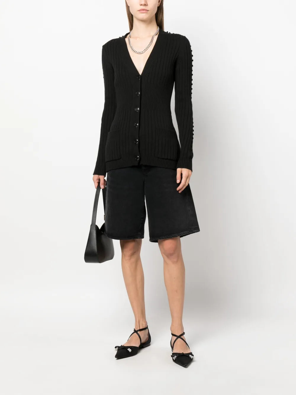 V-Neck Ribbed Cardigan