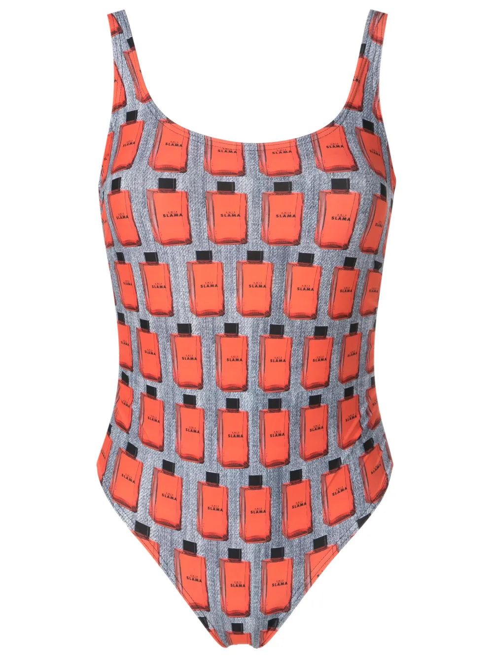 Illustration-Print Open-Back Swimsuit