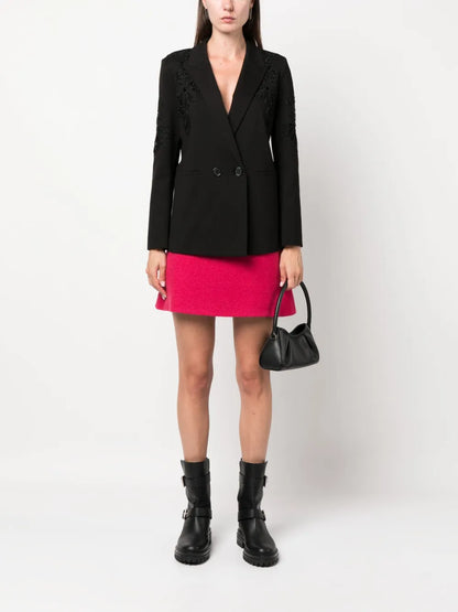 Floral-Embroidered Double-Breasted Blazer