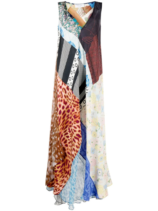 Regenerated Patchwork Silk Dress