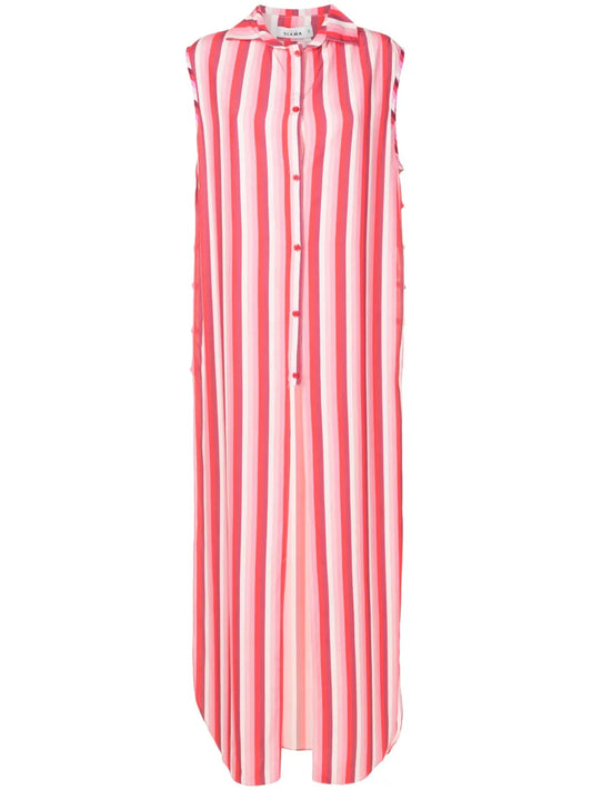 Stripe-Print Long Shirtdress