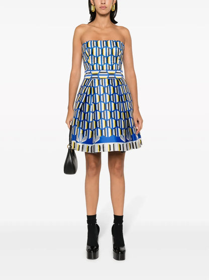Graphic-Print Pleated Miniskirt