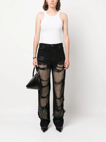 Karen Crystal-Embellished Straight-Leg Jeans