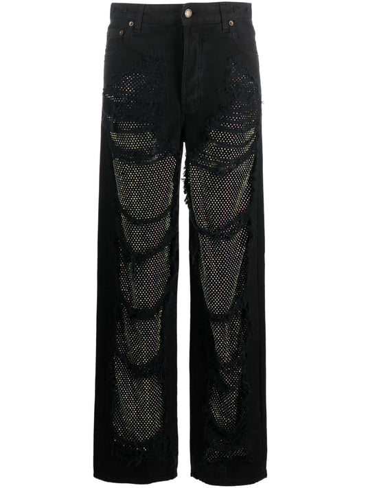 Karen Crystal-Embellished Straight-Leg Jeans