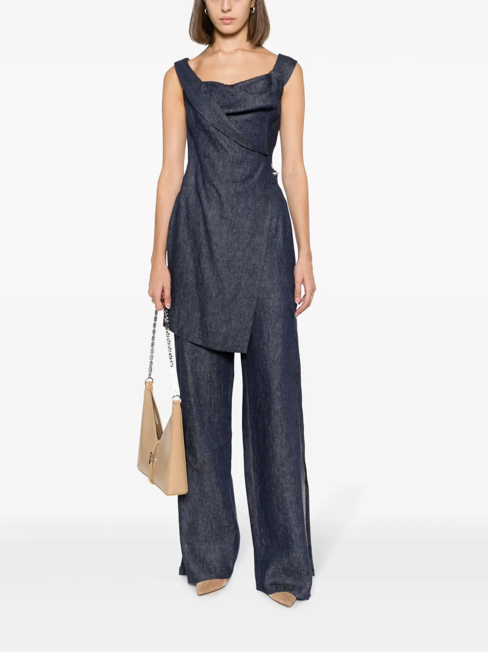 Asymmetric Gathered Sleeveless Top
