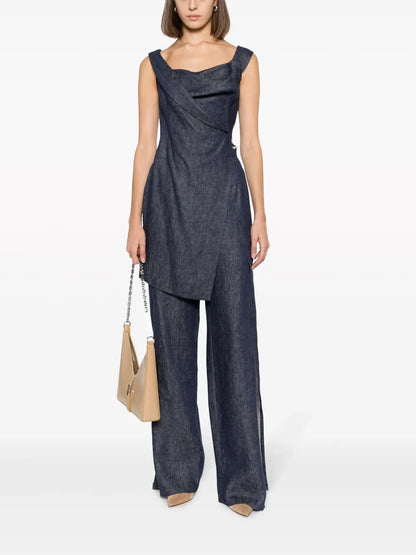 Asymmetric Gathered Sleeveless Top