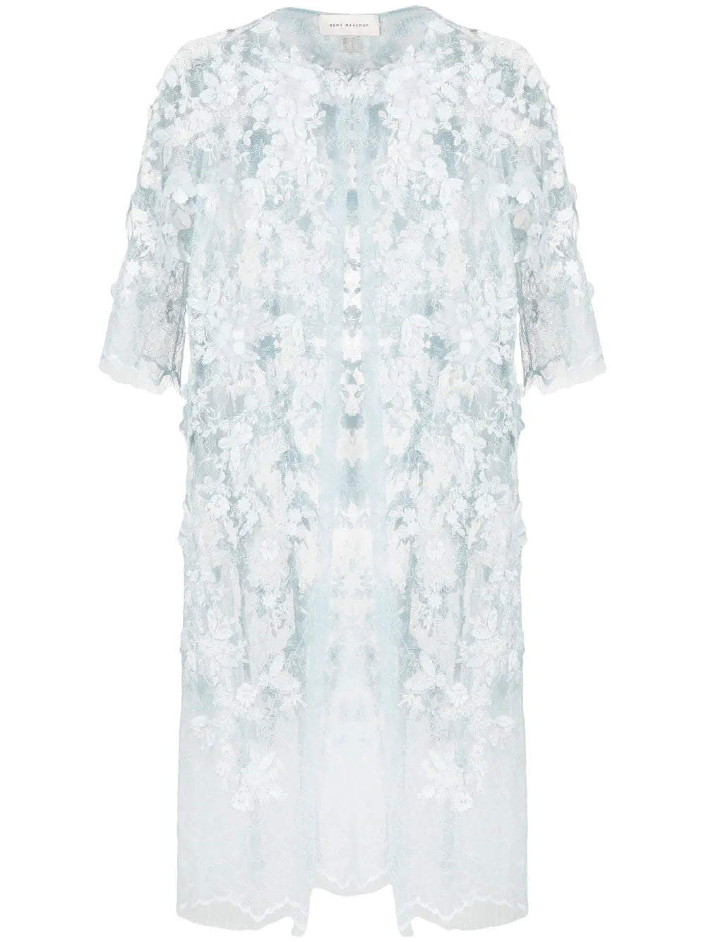 Floral-Lace Semi-Sheer Coat