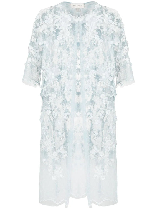 Floral-Lace Semi-Sheer Coat
