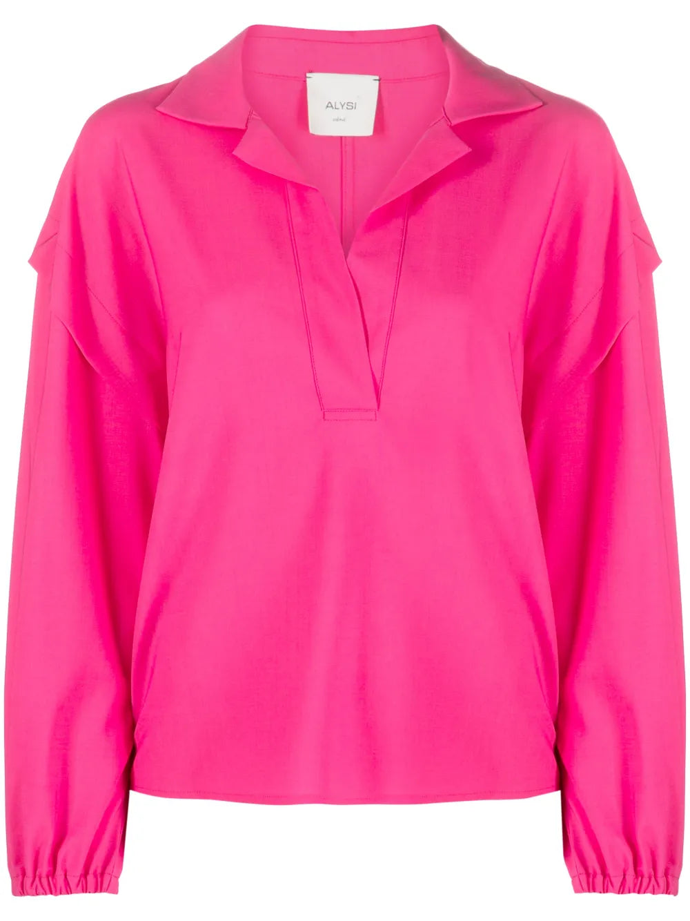 Notched-Collar Drop-Shoulder Blouse