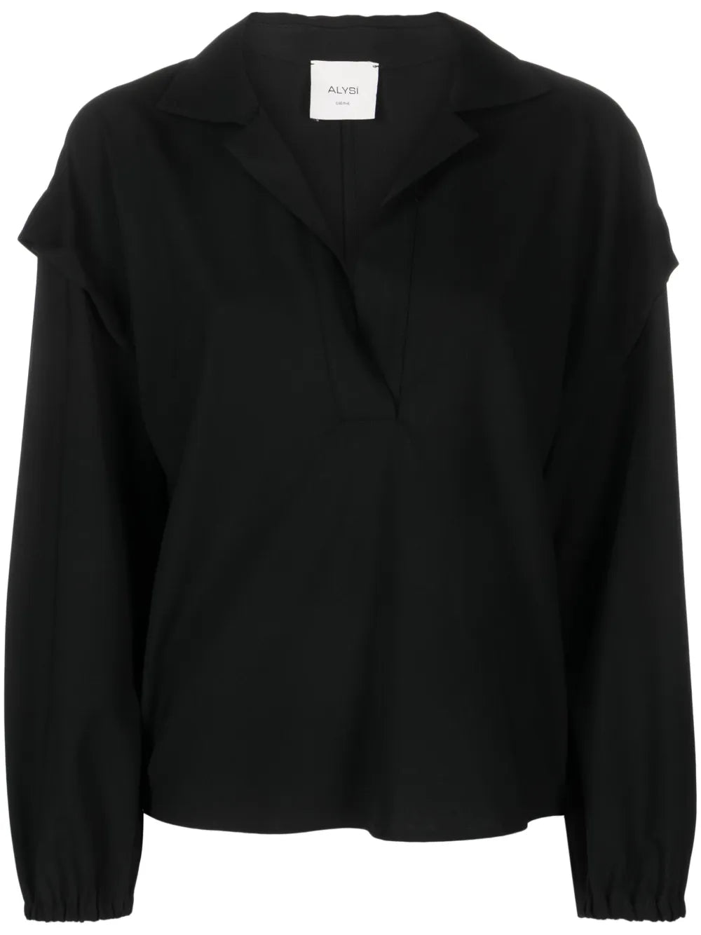 Notched-Collar Drop-Shoulder Blouse