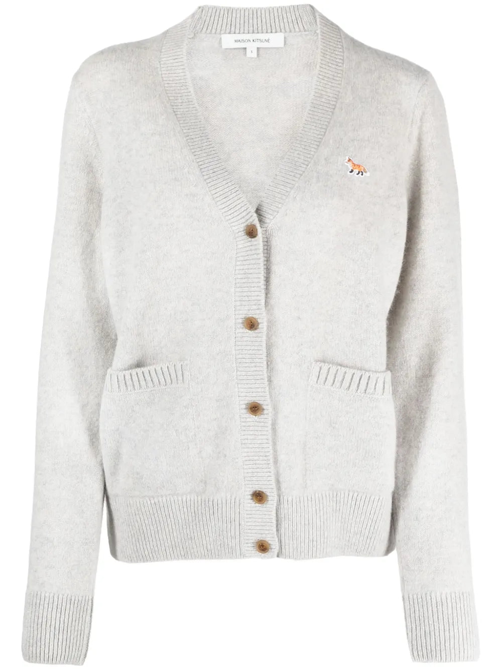 Logo-Patch V-Neck Wool Cardigan