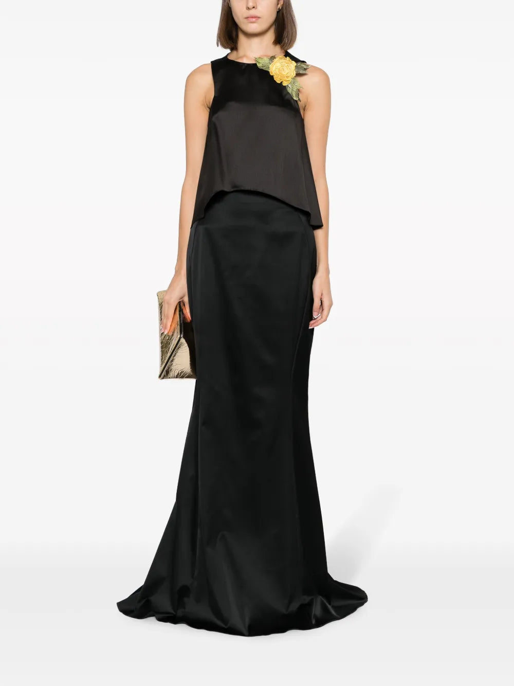 Floral-Appliqué Sleeveless Blouse