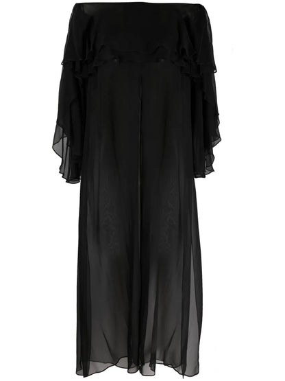 Bardot Neckline Sheer Long Top