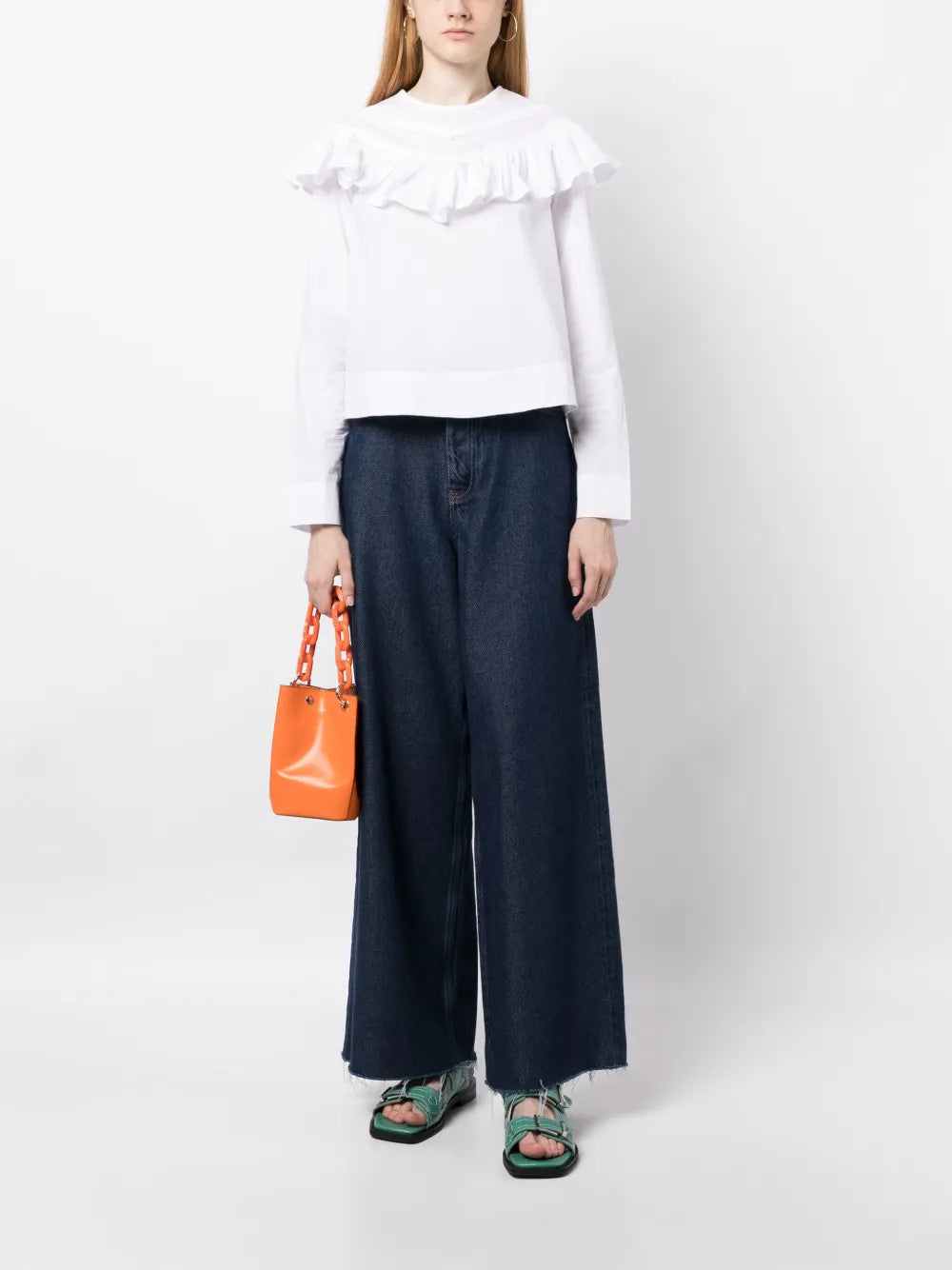 Wide-Leg Drawstring Jeans