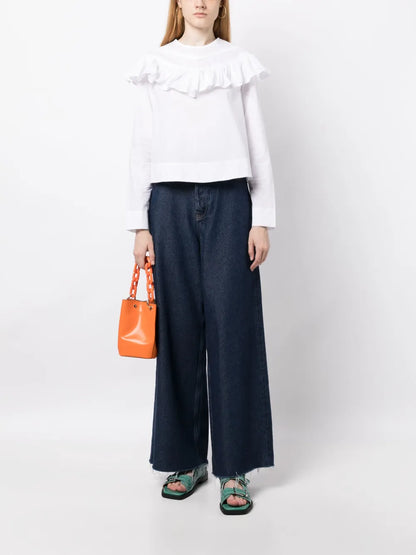 Wide-Leg Drawstring Jeans