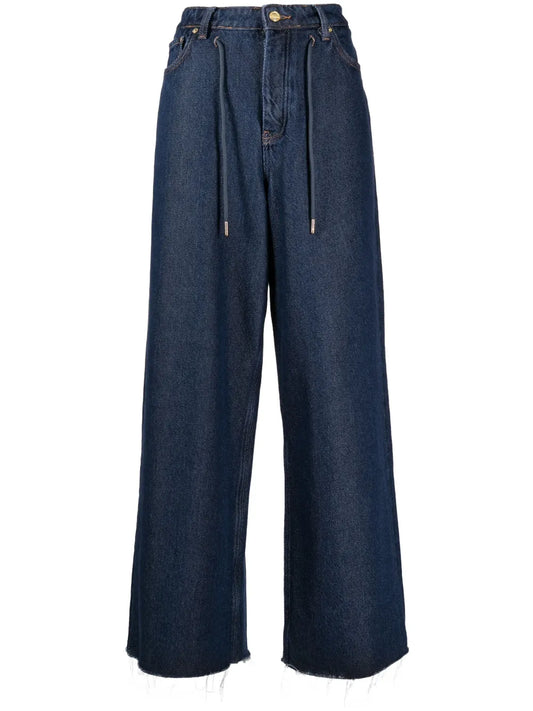 Wide-Leg Drawstring Jeans