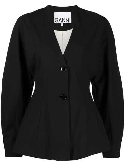 V-Neck Single-Breasted Blazer