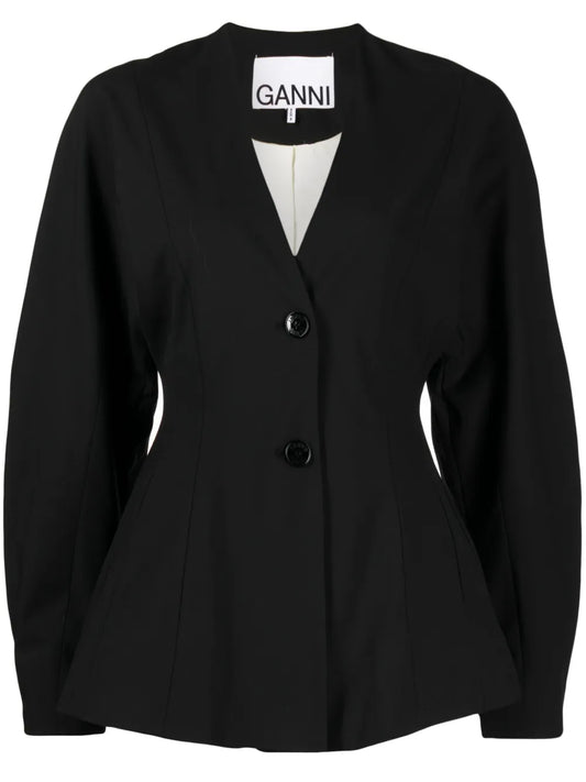 V-Neck Single-Breasted Blazer
