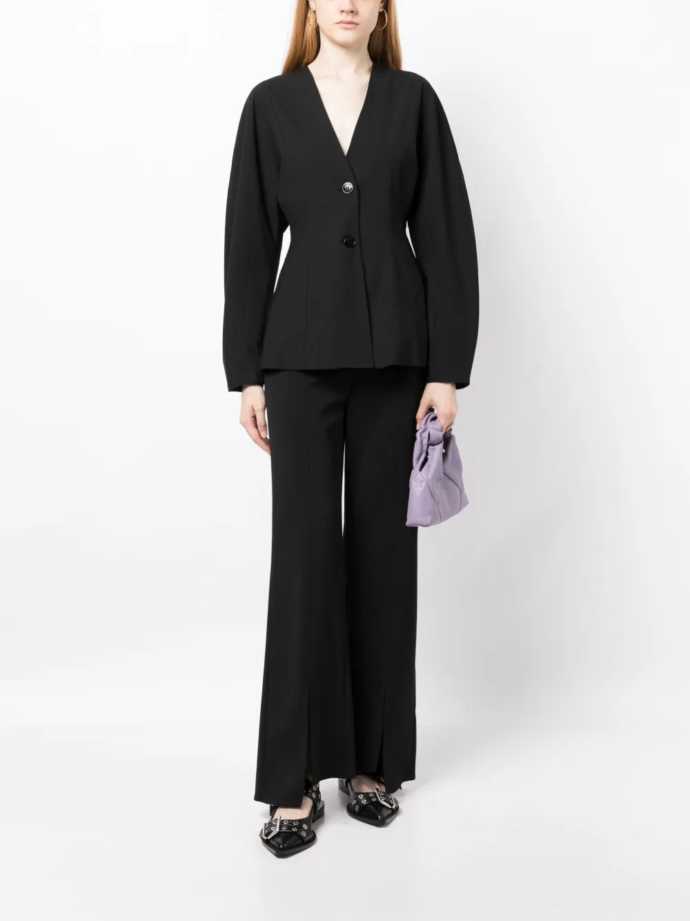 V-Neck Single-Breasted Blazer