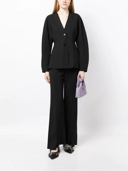 V-Neck Single-Breasted Blazer