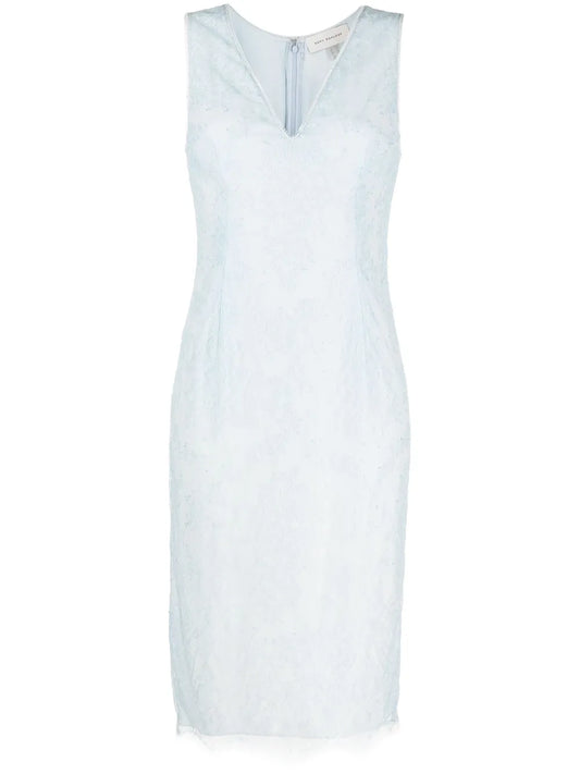 Chantilly Lace V-Neck Midi Dress