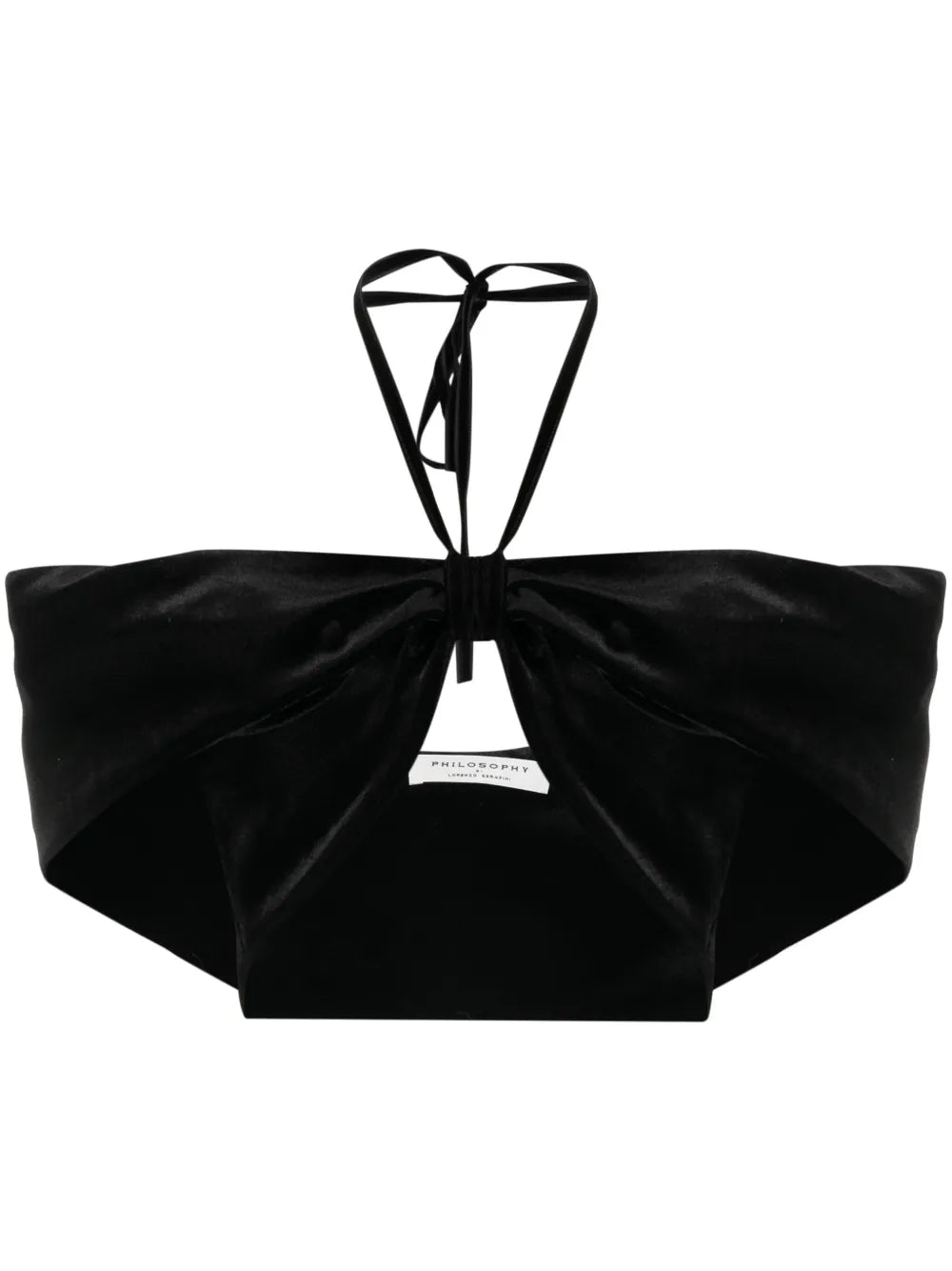 Velvet-Effect Halterneck Cropped Top
