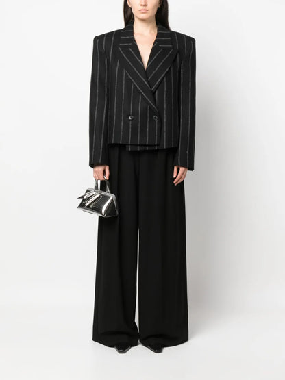 Striped Double-Breasted Wool Blazer