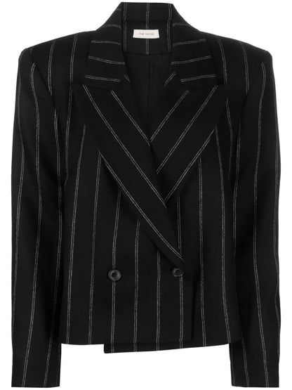 Striped Double-Breasted Wool Blazer