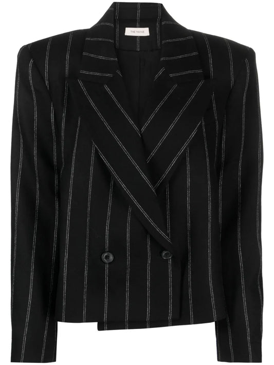 Striped Double-Breasted Wool Blazer