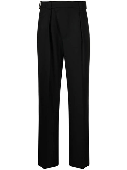 Pleated Wool Wrap Trousers